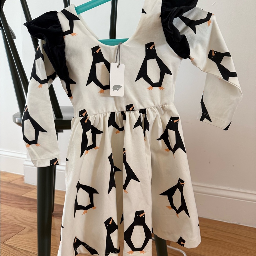 Charming Penguin Patterned Kids Dress